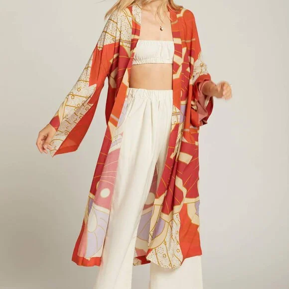 Novella Royale - The Georgia Robe in Red Butterfly Size Small - Picture 7 of 16